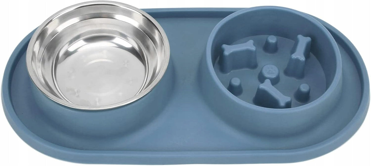 Double Food Bowl with Silicone Pet Pad