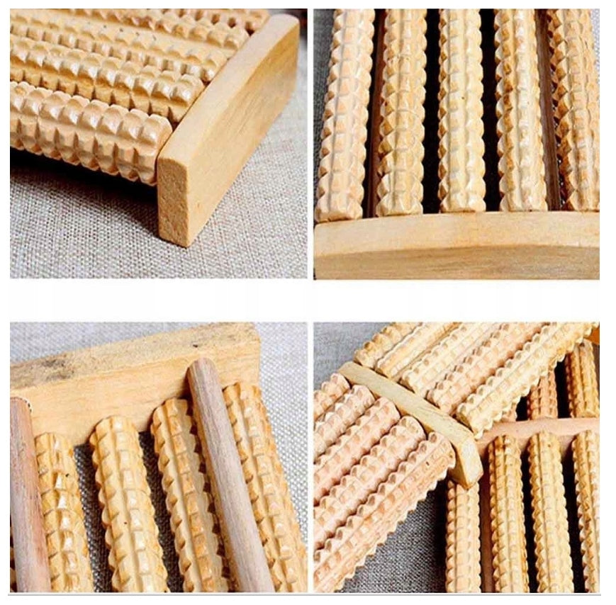 Double Foot Massage Roller Wooden Rotary Massager for Legs 10 Rollers Medical device no