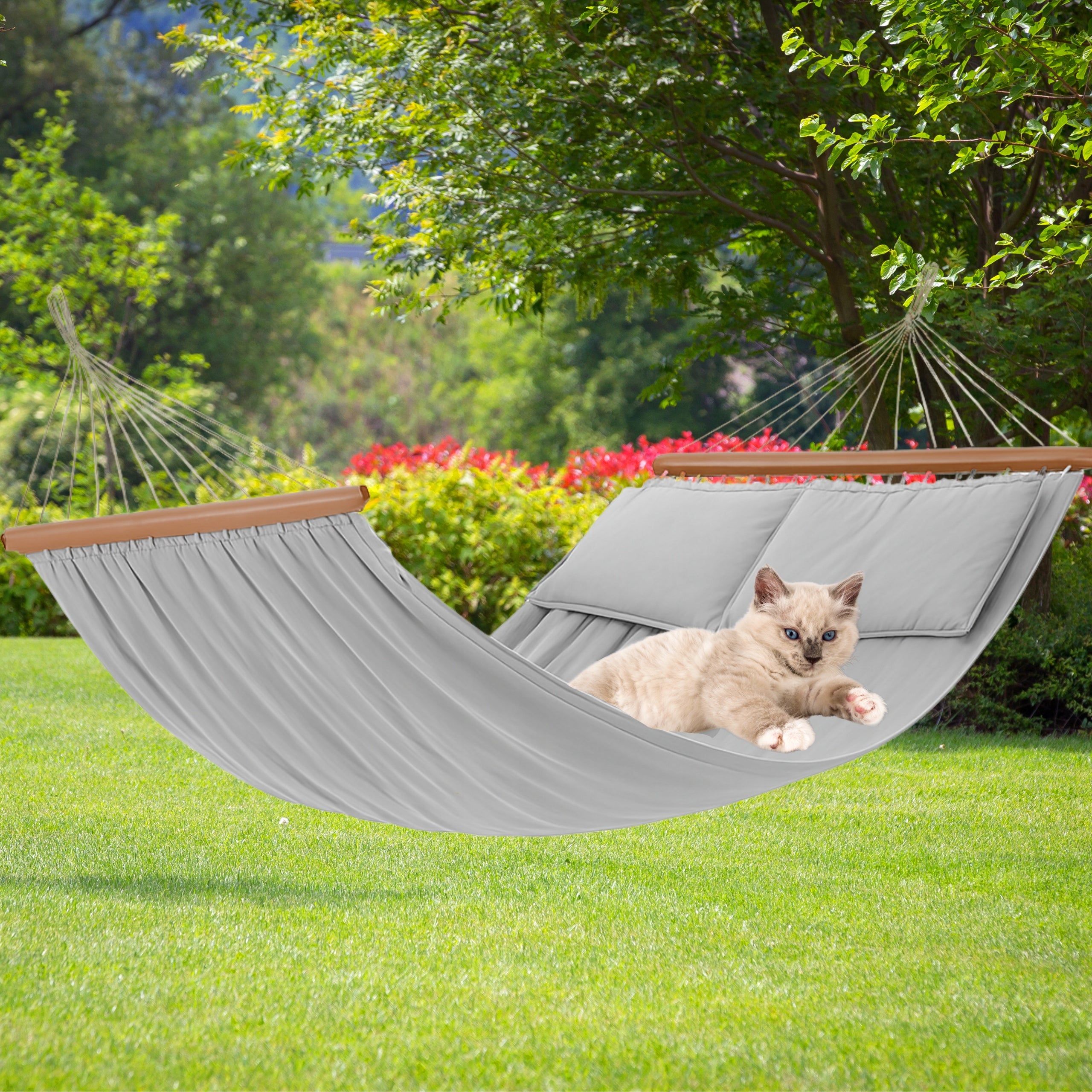Double Garden Hammock 2 Cushions With Beams Large Light Grey Boho XXL Manufacturer code 5904496144284