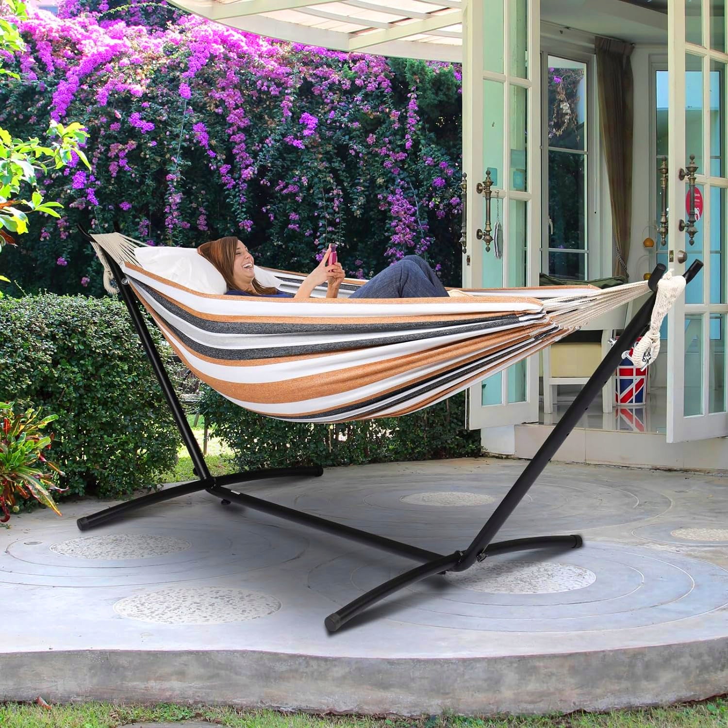 Double Garden Hammock with Metal Frame Up to 240kg + Cover Manufacturer Carruzzo