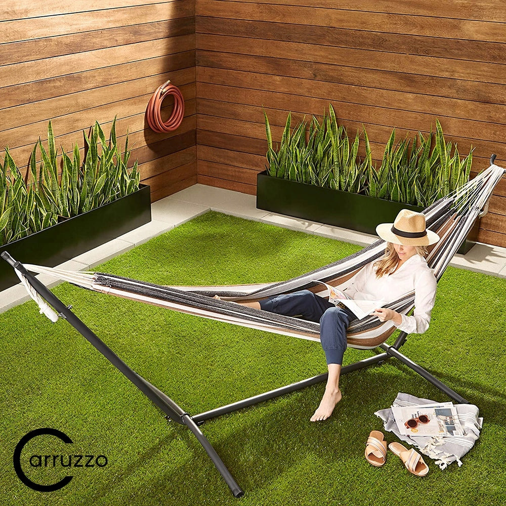 Double Garden Hammock with Metal Frame Up to 240kg + Cover Packaging status original
