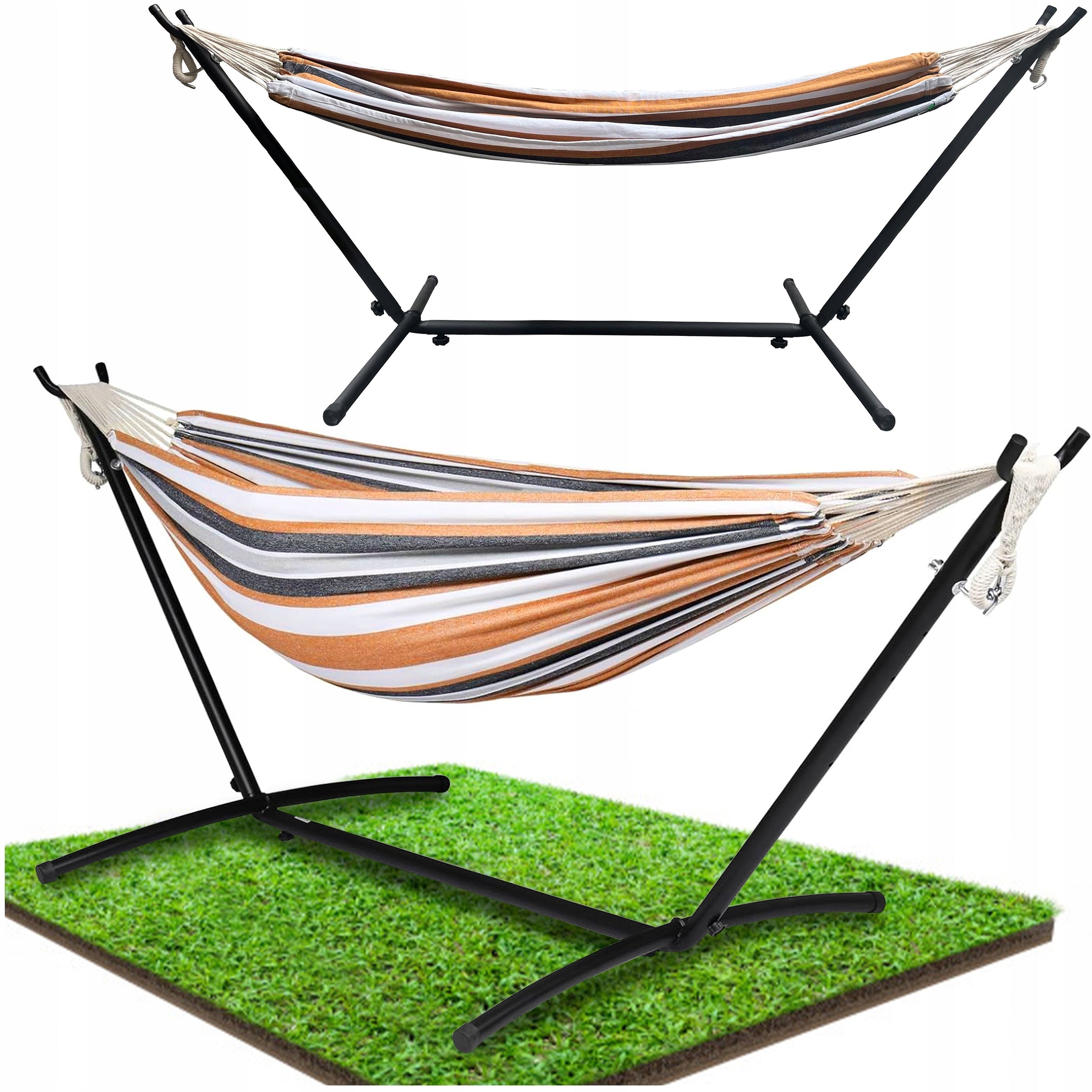 Double Garden Hammock with Metal Frame Up to 240kg + Cover