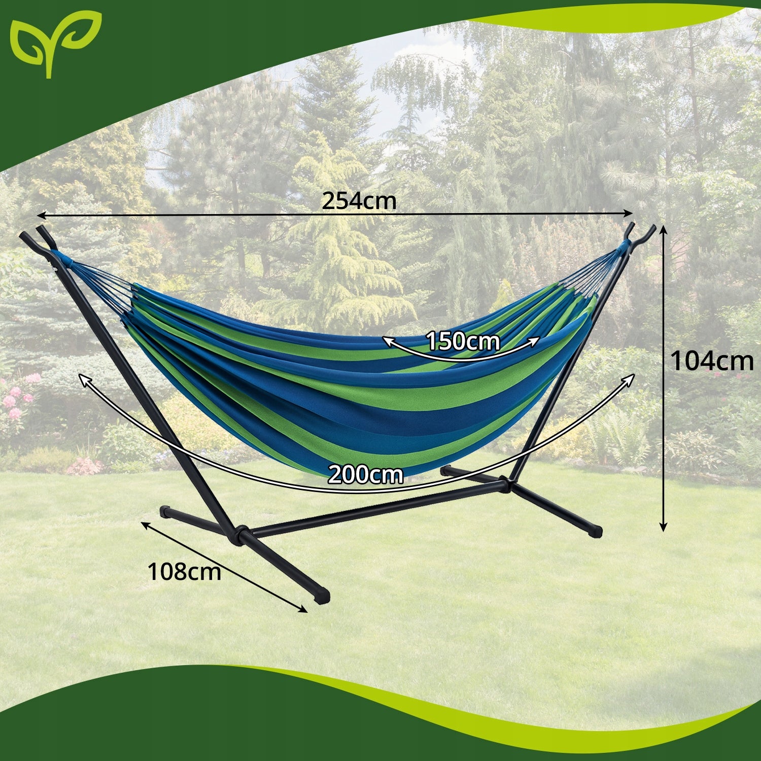 Double Garden Hammock with Swing Frame Strong Large 200kg Hanging Manufacturer Gardlov