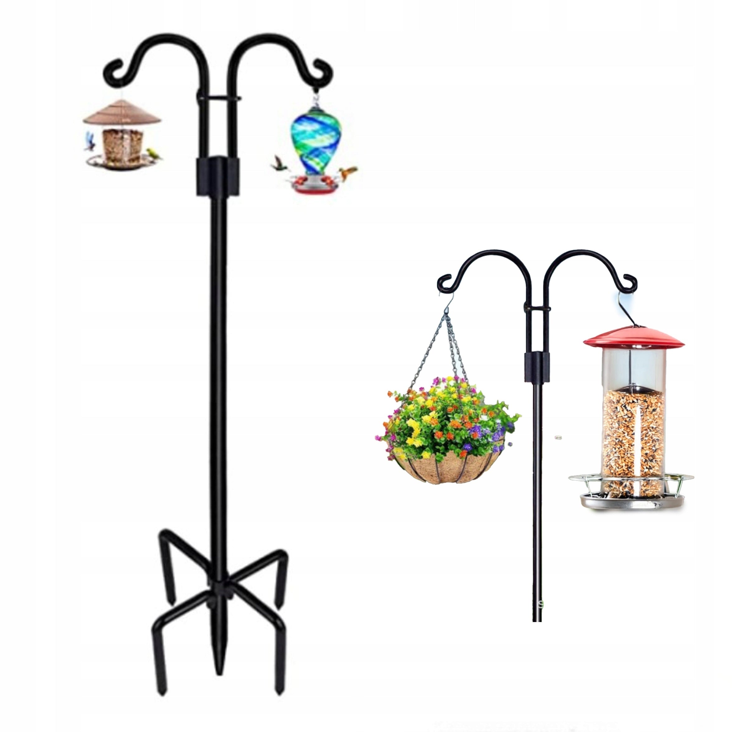 Double Garden Hanger for Bird Feeder Flowers Shepherd Hook 192cm