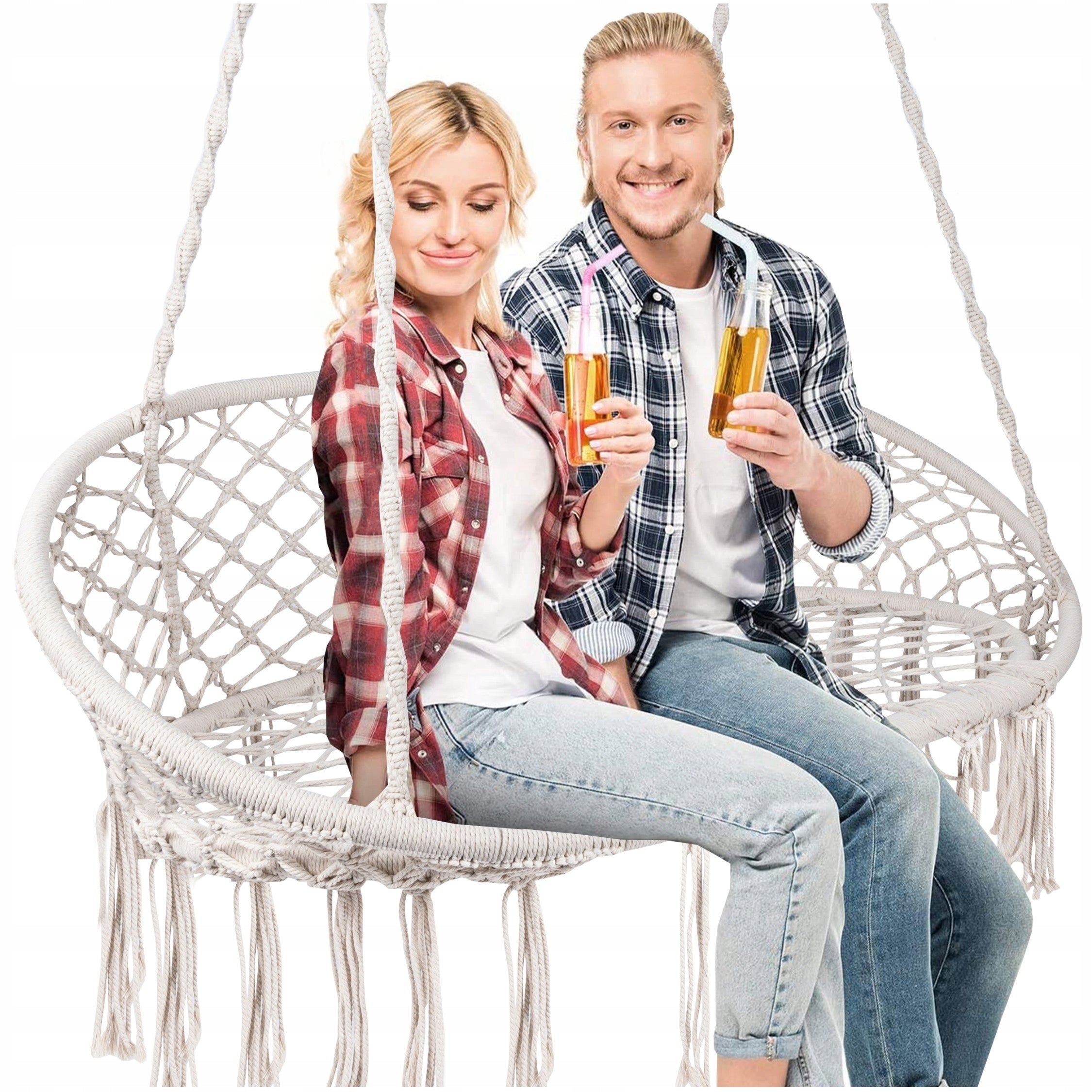 Double Garden Swing 240kg Hanging Armchair Hammock Stork Nest BOHO