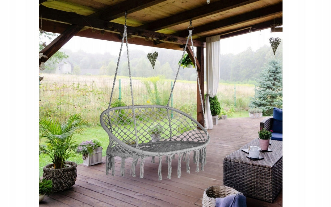 Double Garden Swing Hanging Armchair Hammock Stork Nest FOR 2 PEOPLE Seat length 65 cm