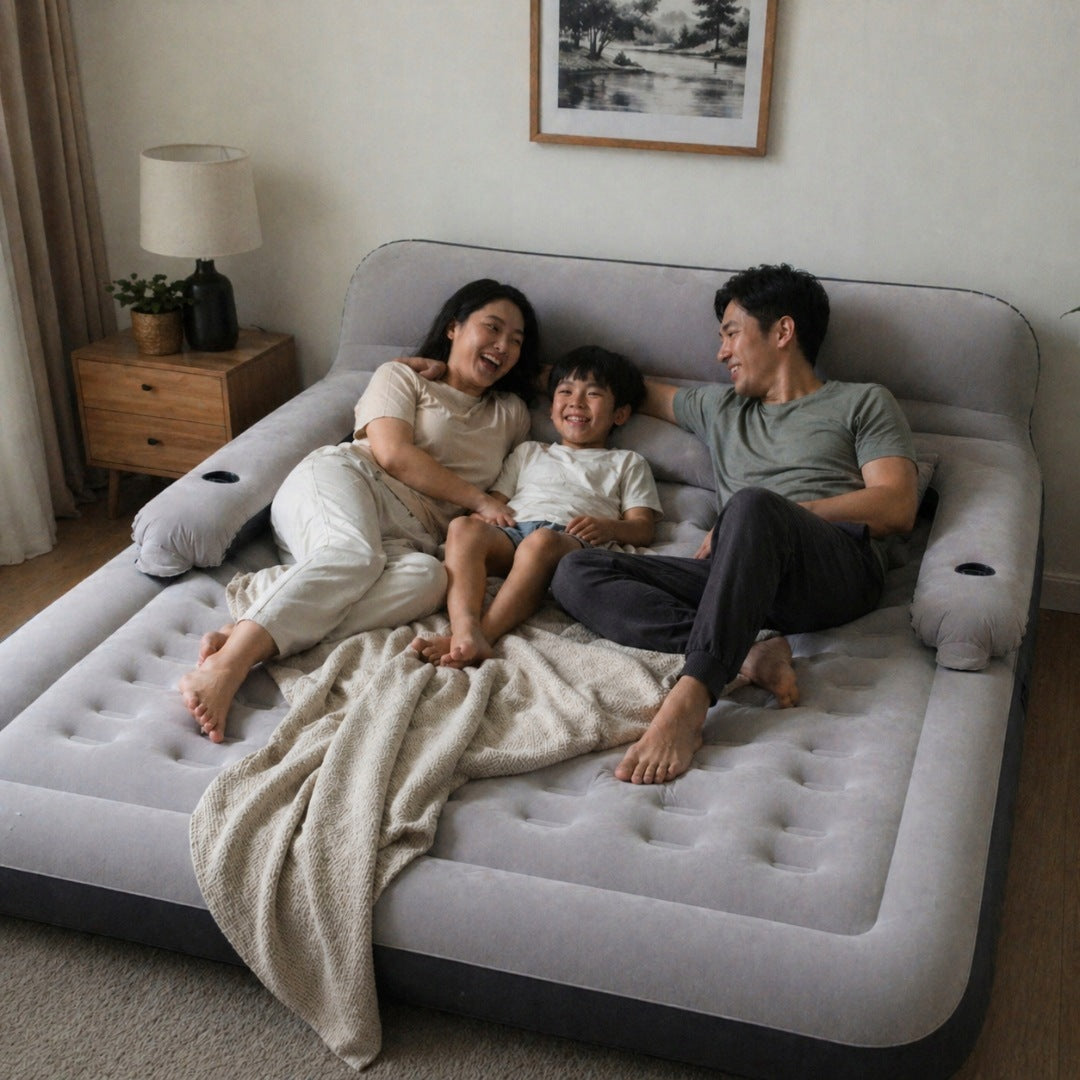 Double Inflatable Mattress with Backrest Grey Manufacturer code MATERAC DMUCHANY DO SPANIA Z OPARCIEM