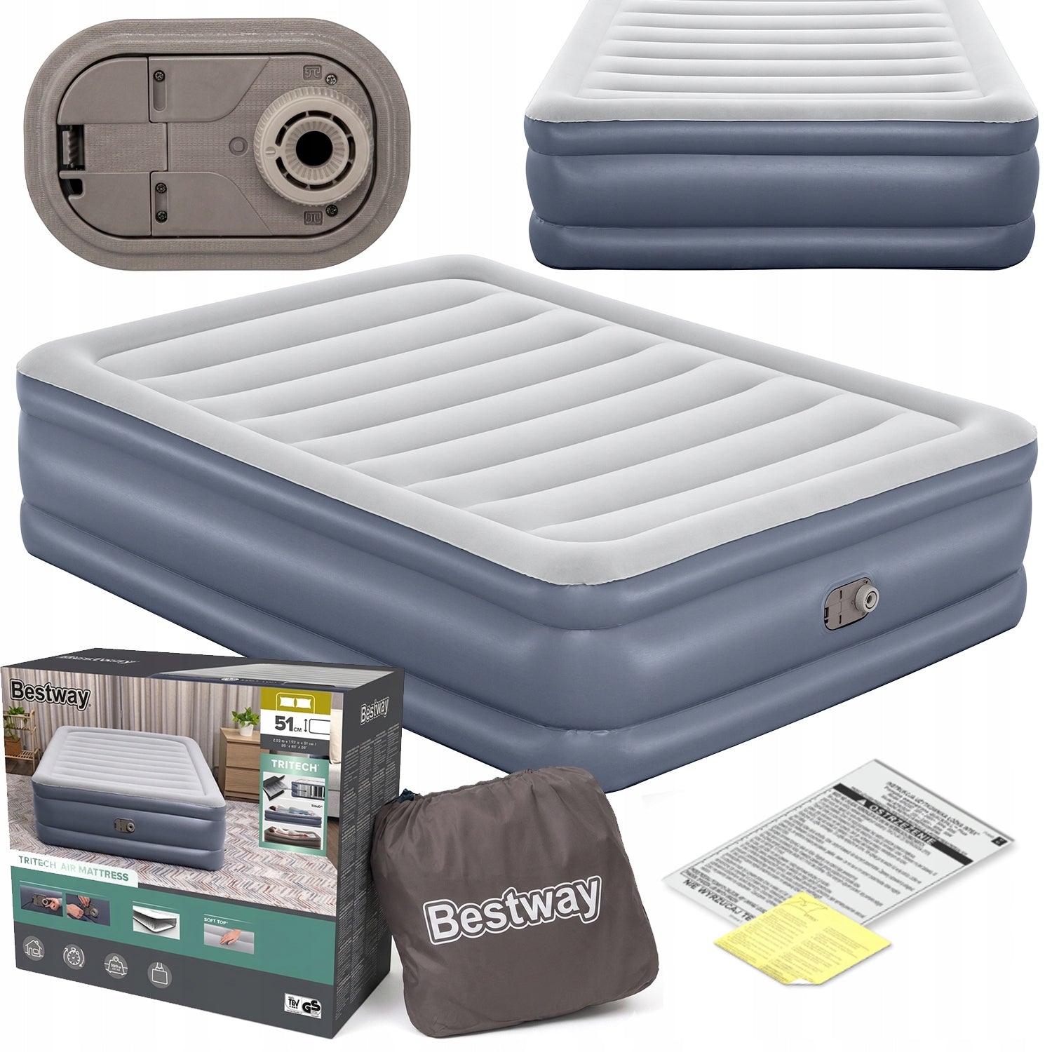 Double Inflatable Sleeping Mattress 200x150 With Electric Pump Bed