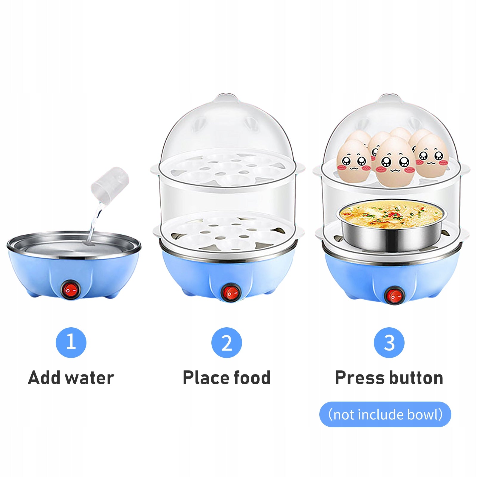 Double Layer Egg Cooker 14 Eggs Hard Cooked BQ