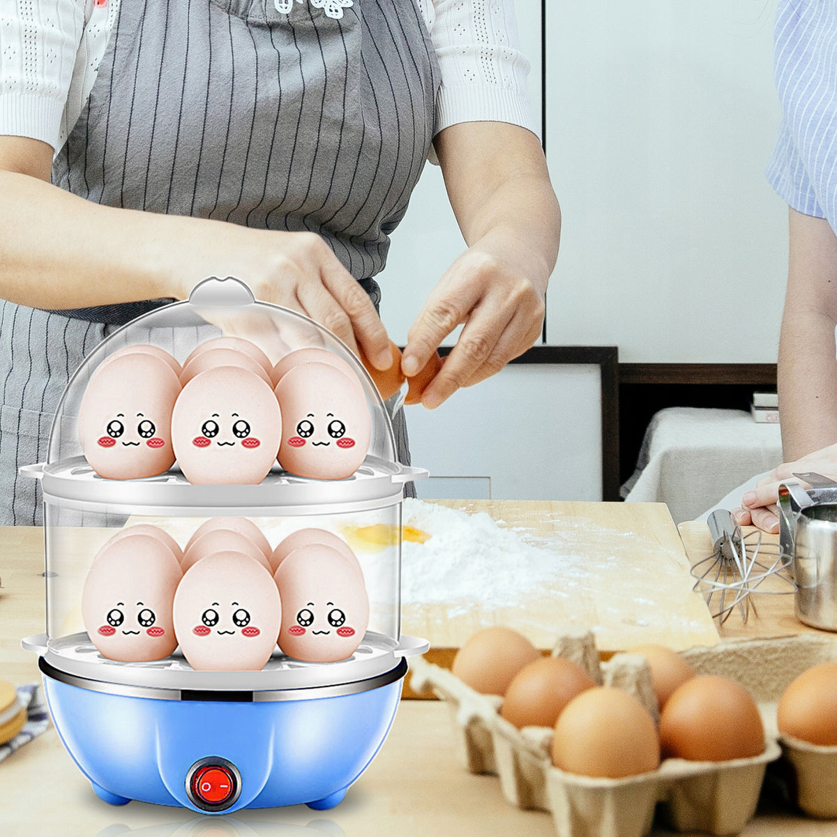 Double Layered Egg Cooker 14 Eggs Hard Cooked 20