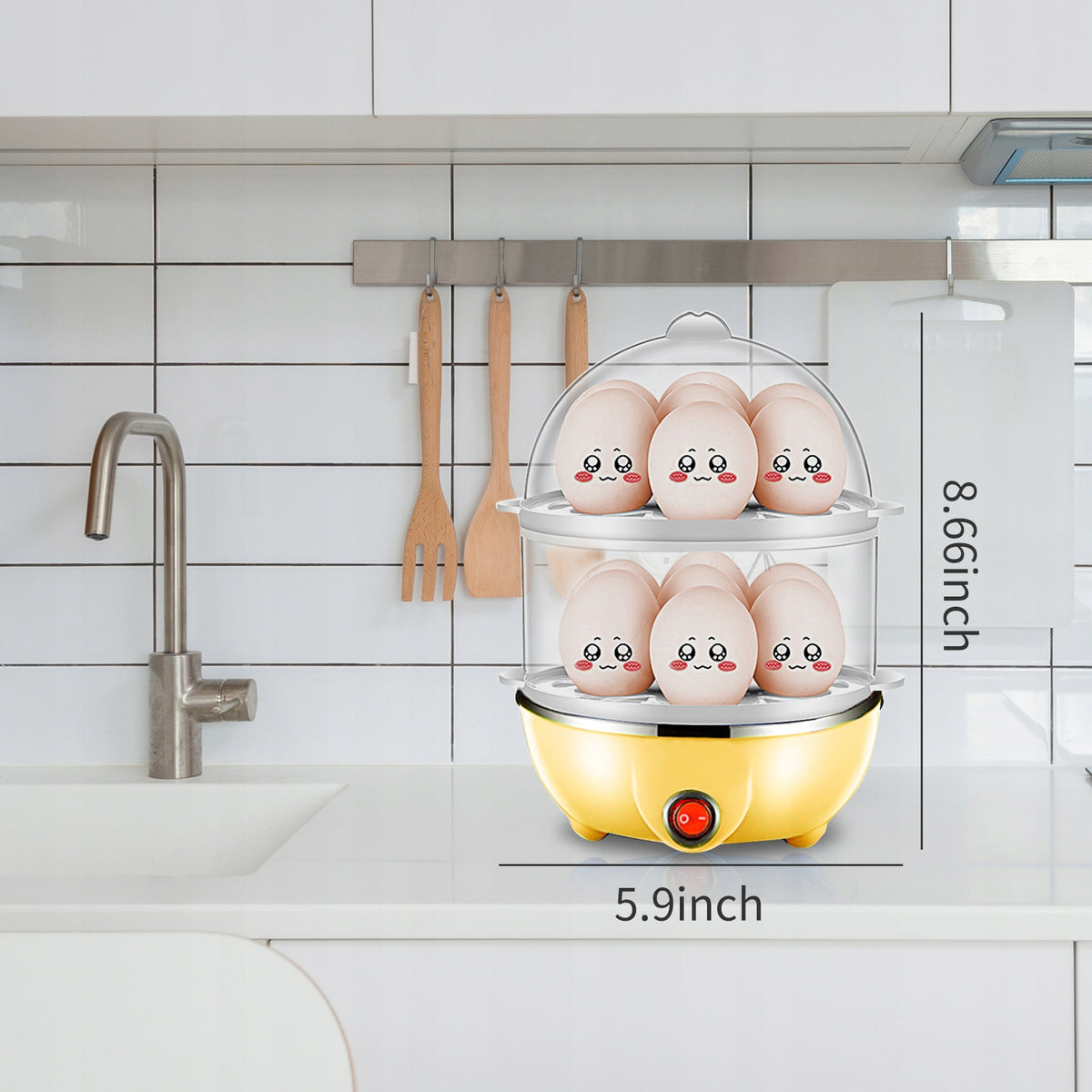 Double Layered Egg Cooker 14 Eggs Hard Cooked 9S