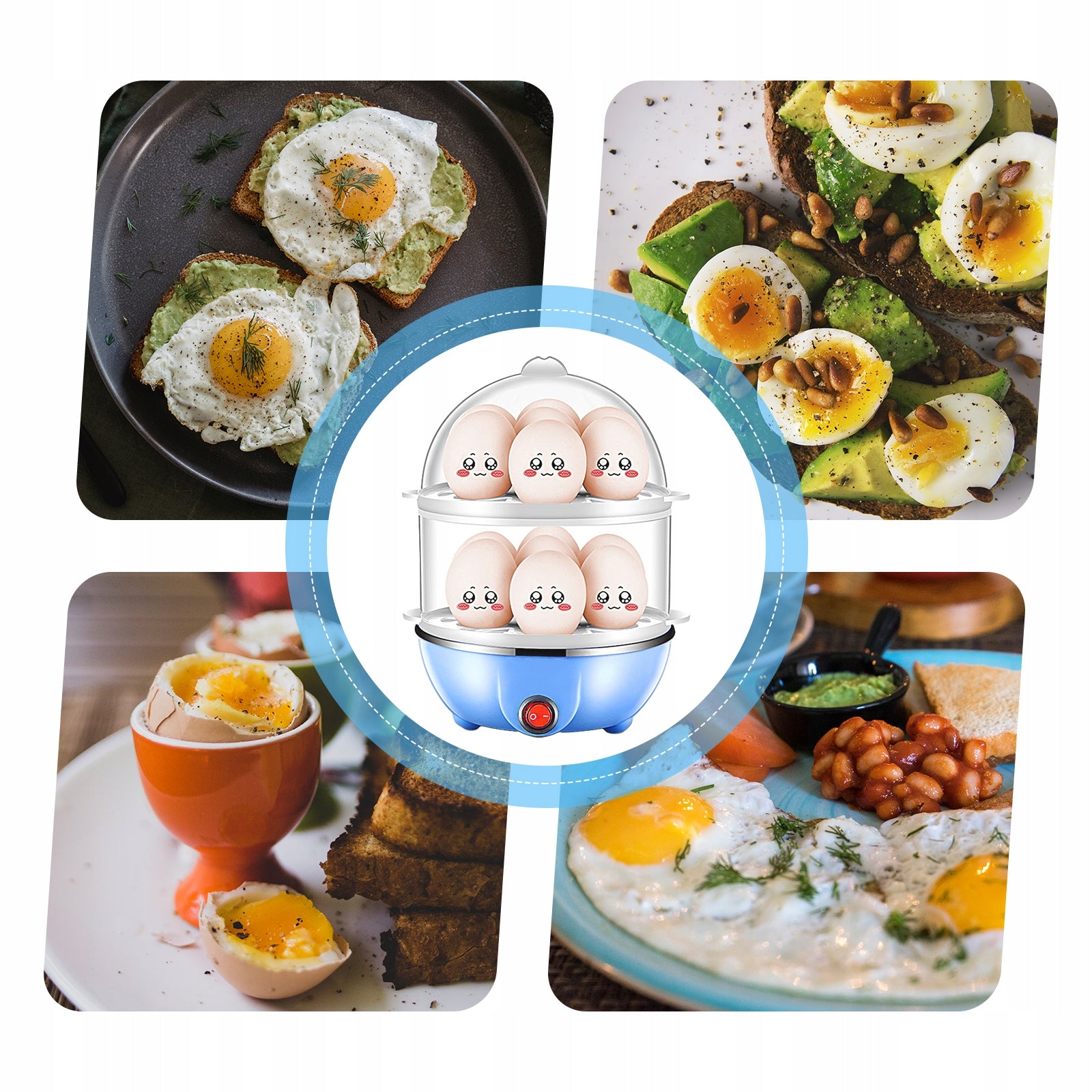 Double Layered Egg Cooker 14 Eggs Hard Cooked JA