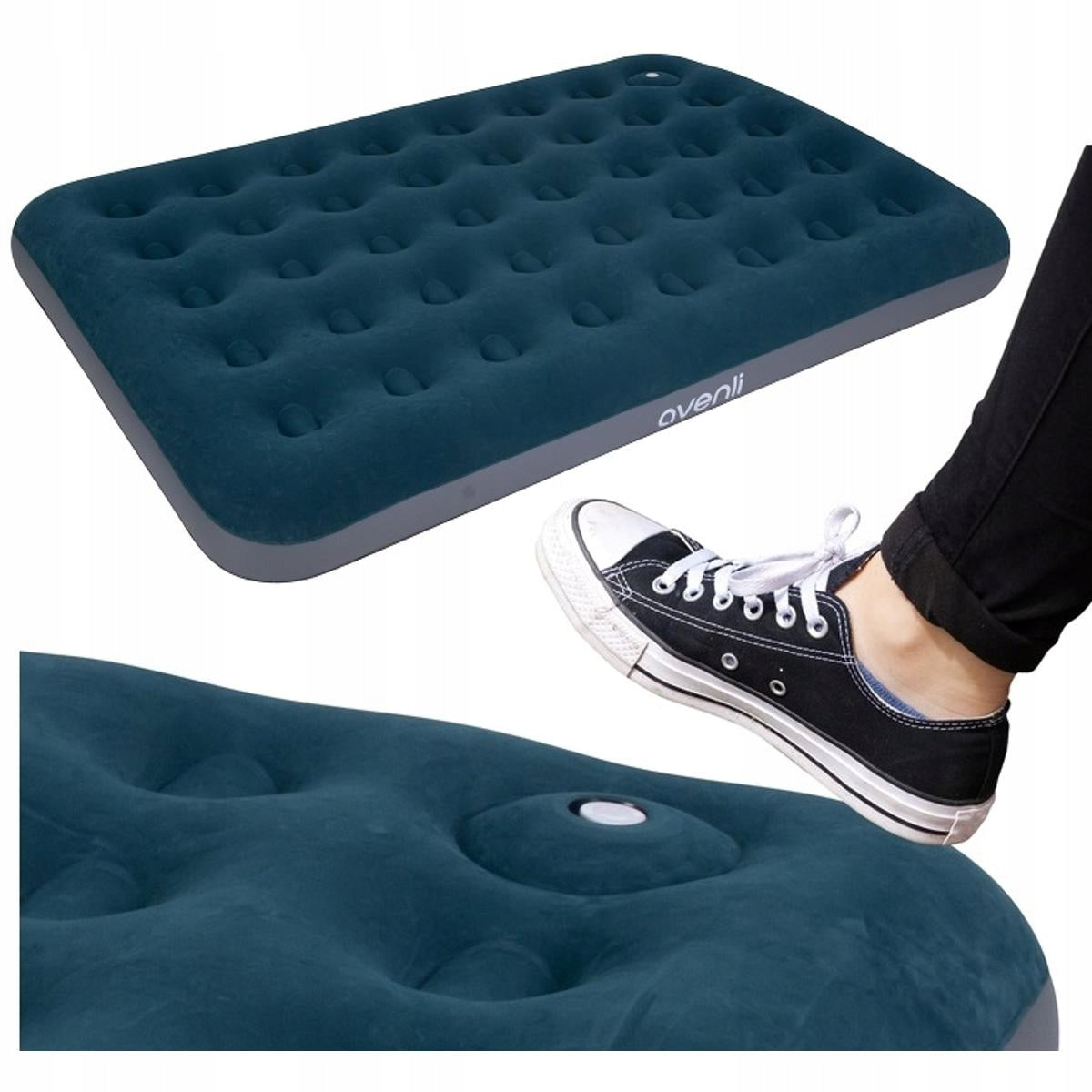 Double Mattress Velour for Sleeping Inflatable Bed 191x137x22cm with Pump