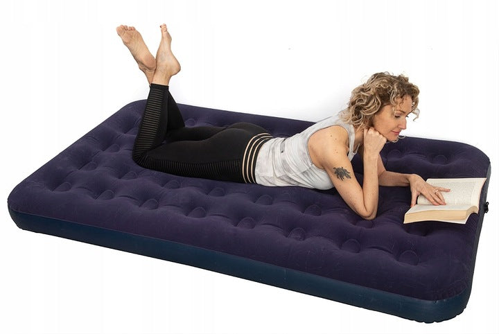 Double Mattress Velour for Sleeping Inflatable Bed 203x183x22cm Avenli