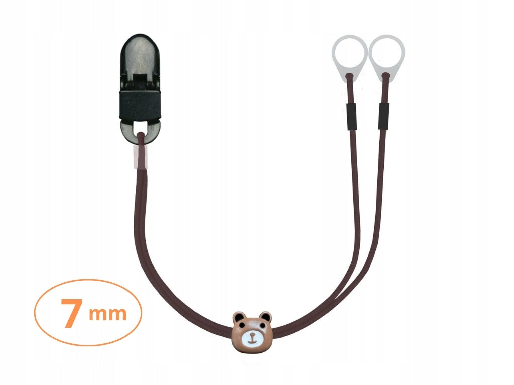 Double Pendant - Clip for Small Hearing Aids - Brown with Bear