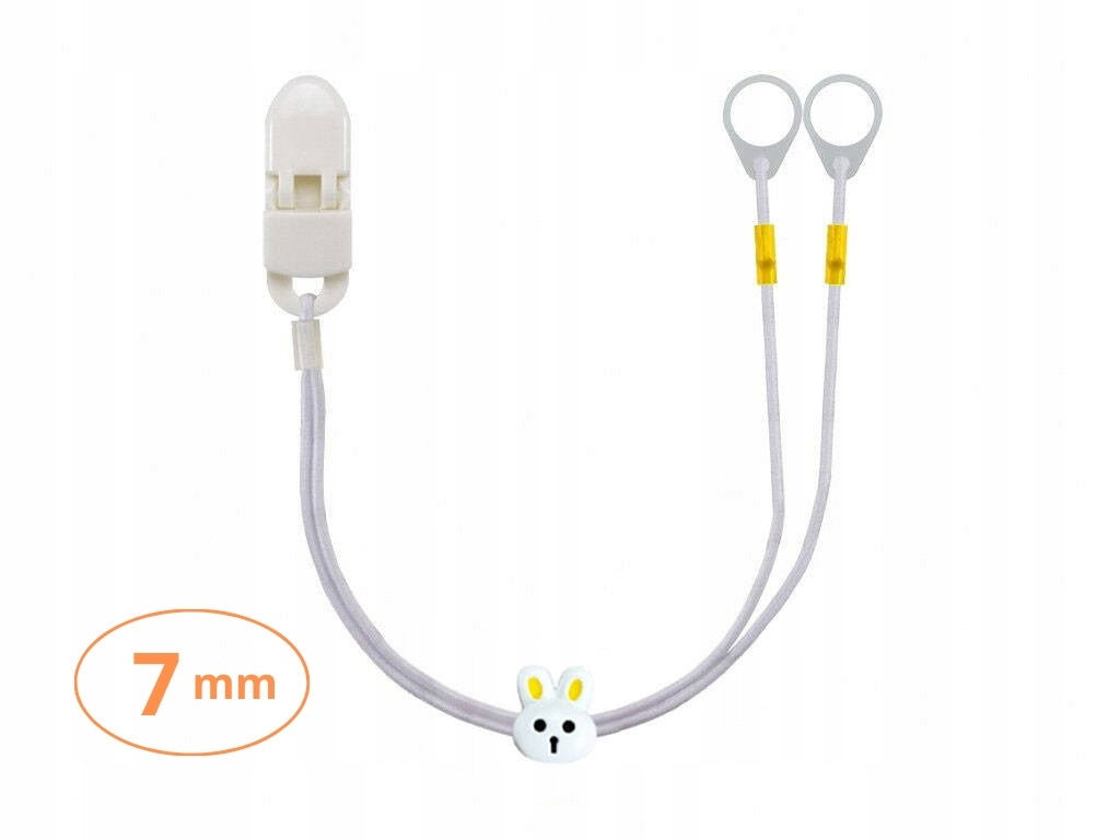 Double Pendant - Clip for Small Hearing Aids - White with Rabbit