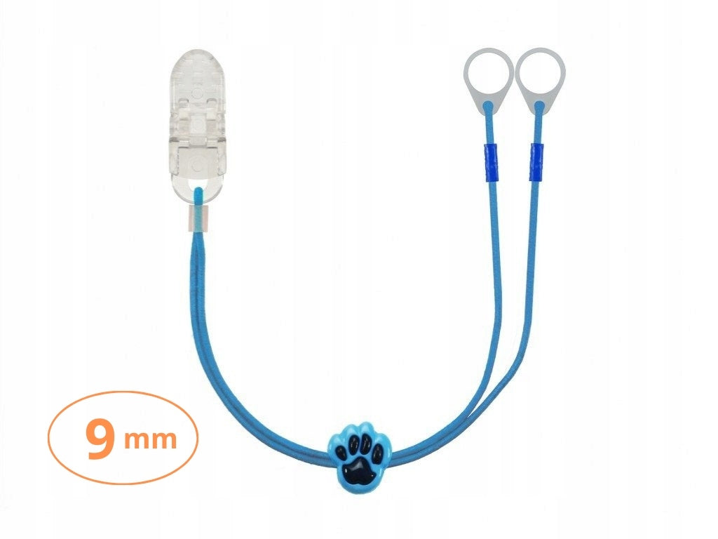 Double Pendant -Hearing Aid Clip - Blue with Paw