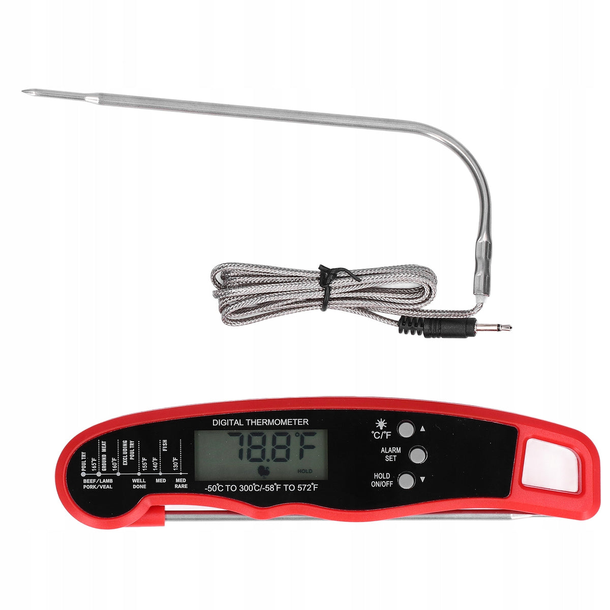 Double Probe Grill Thermometer, LCD Display, Easy to