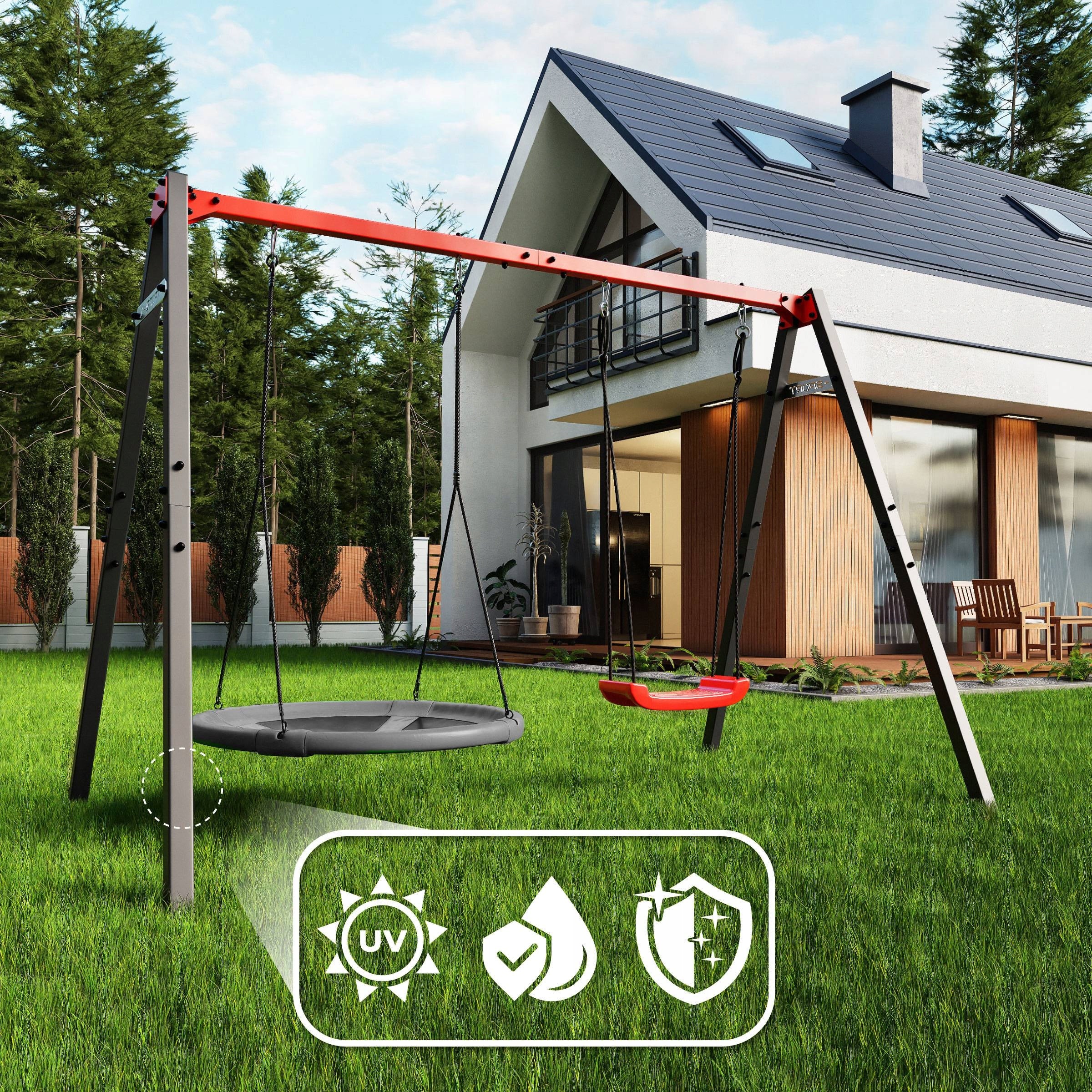 Double SWING GARDEN metal Frame for children STORK NEST Product weight with unit packaging 42 kg