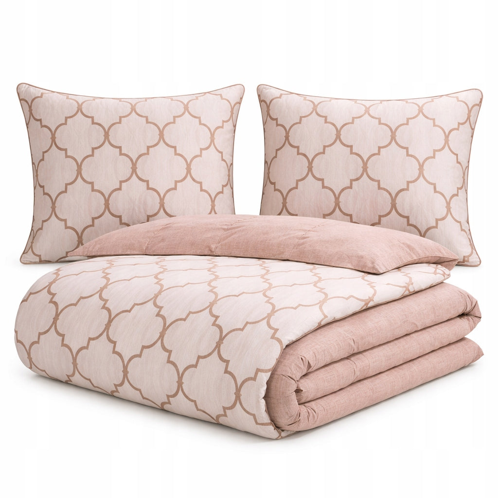 Double Sided Bedding 160x200 Microfiber With Ribbon 3 Pieces Elegant Pattern