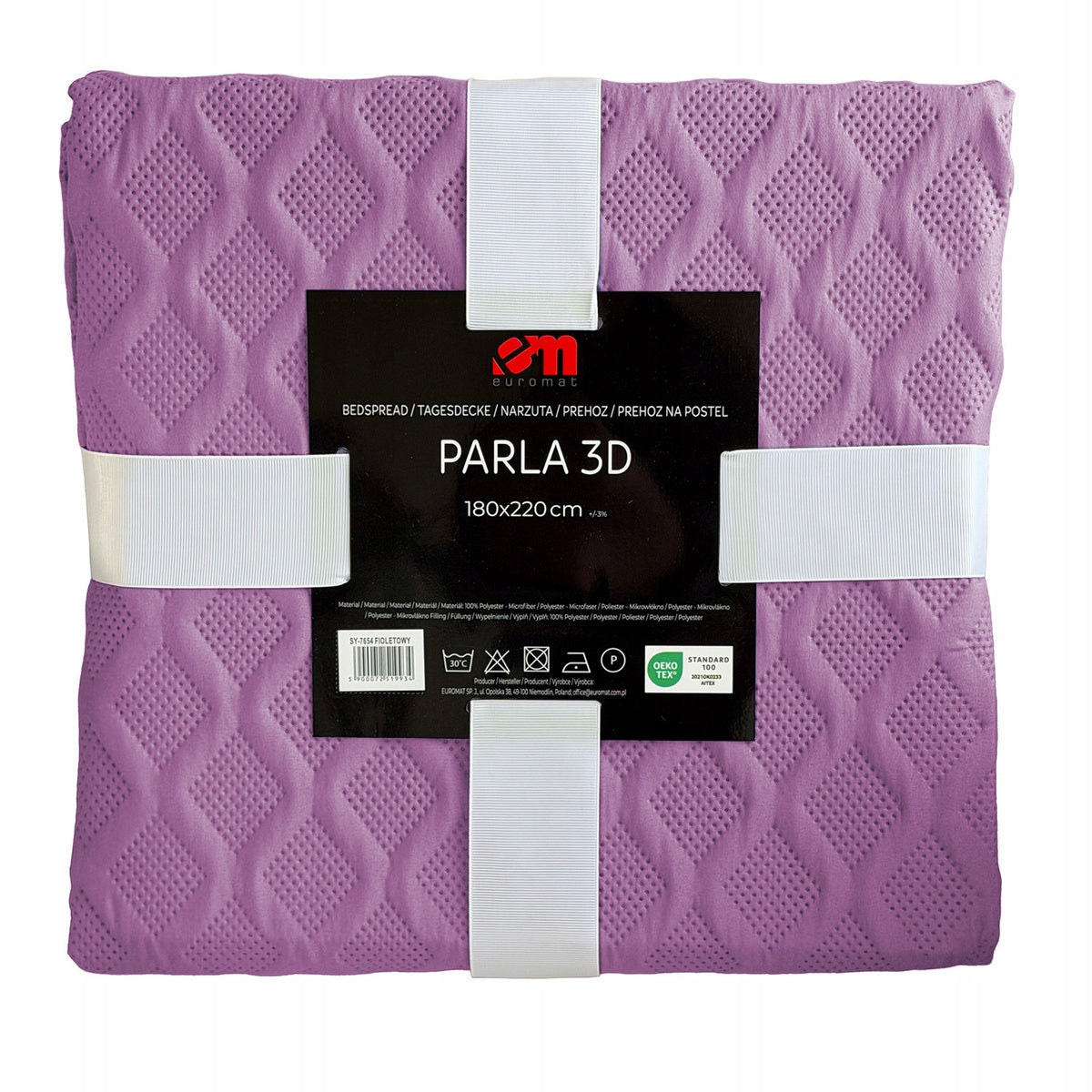 Double Sided Bedspread Parla 3D Kapa Pled Purple 180x220 cm