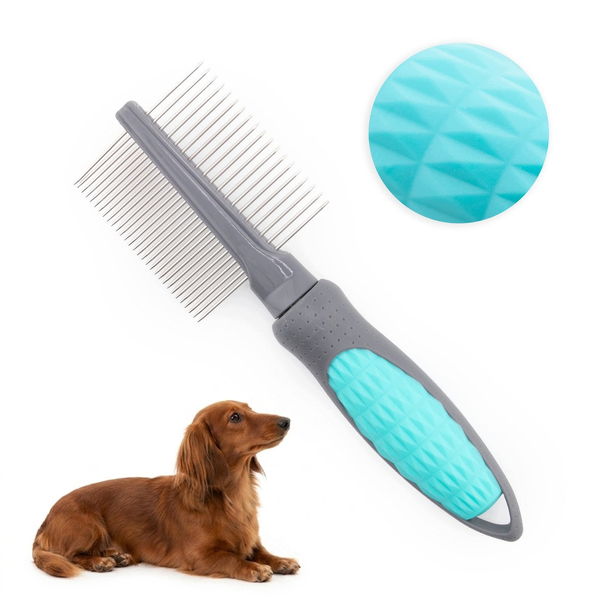 Double Sided Cat Dog Comb MilooPets Blue for Hair Care
