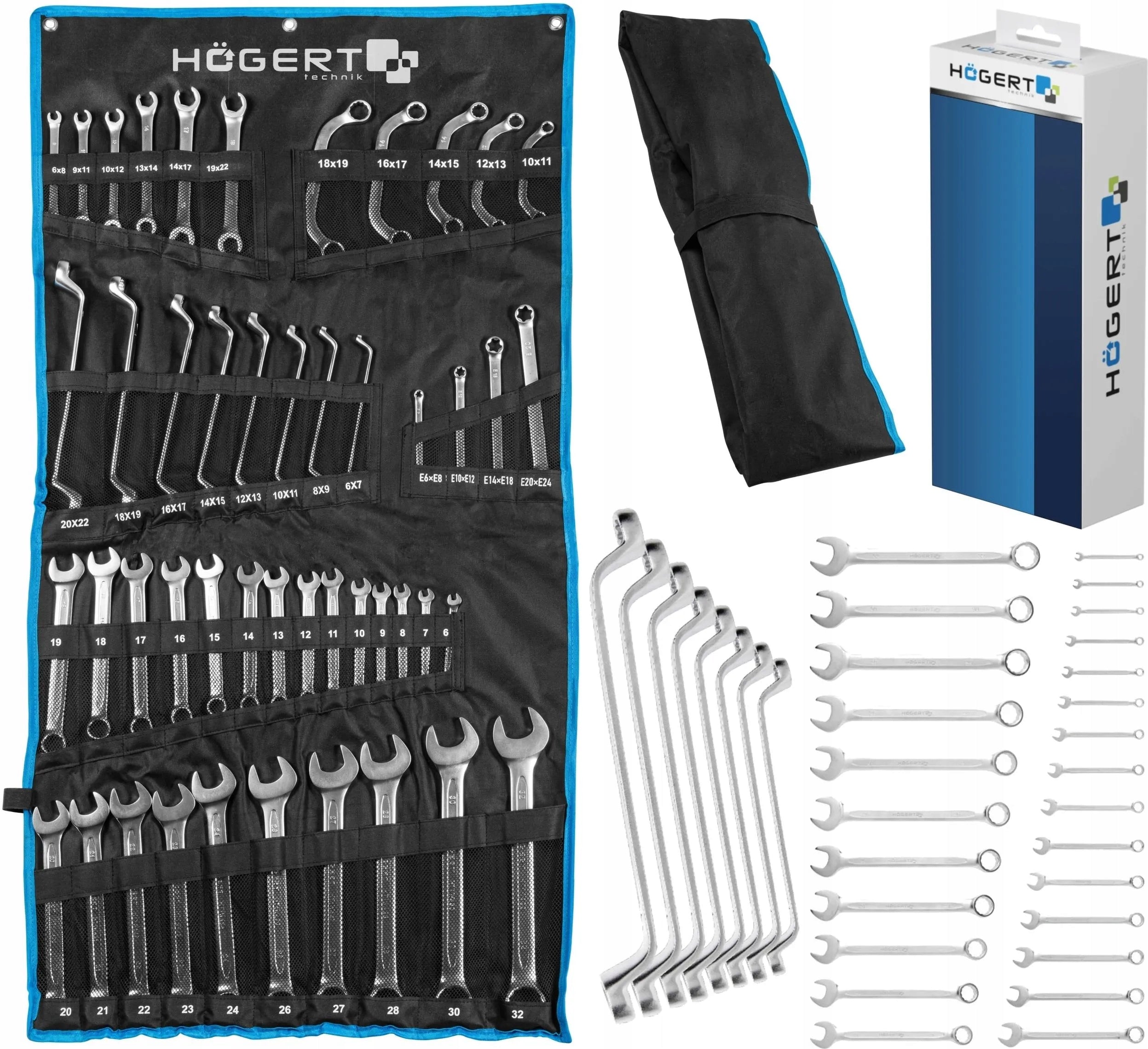 Double Sided Flat Eye Wrenches Set 47 Hoegert - HT1W499