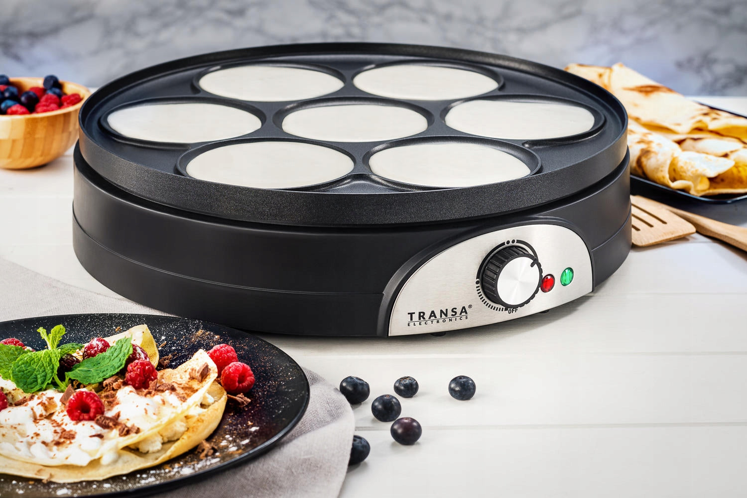 Double Sided Pancake Maker 2in1 Pancakes and Pancake Thermostat TRANSA XXXL 1500W Model DualPancake