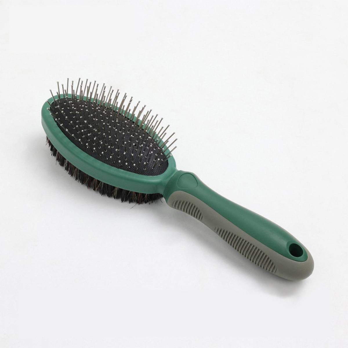 Double Sided Pet Slicker Brush for Dead Undercoat Removing Shedding Green Packaging status original