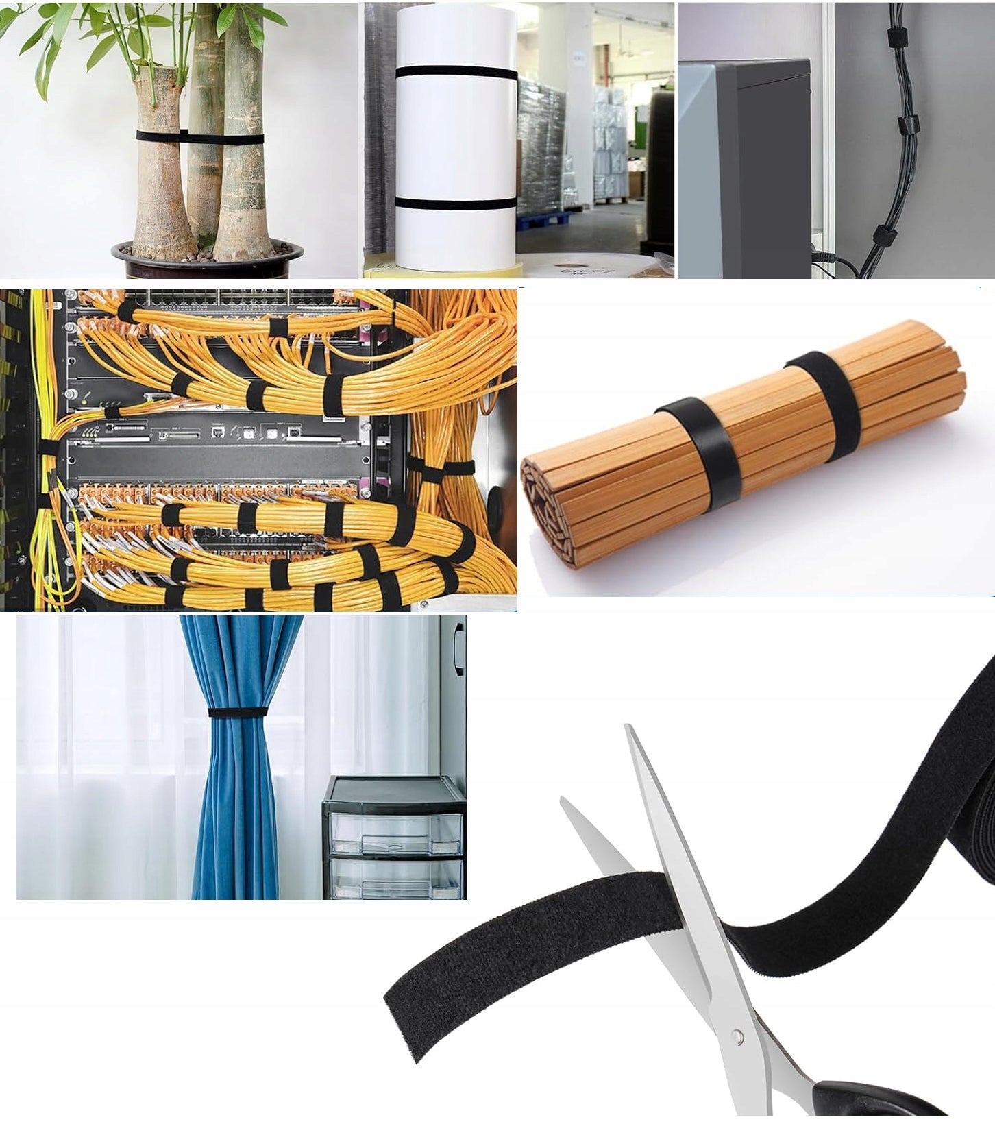 Double Sided Tape Band Velcro Clamp Cable Organizer 10mm 10m Durable Customs tariff code 39259020