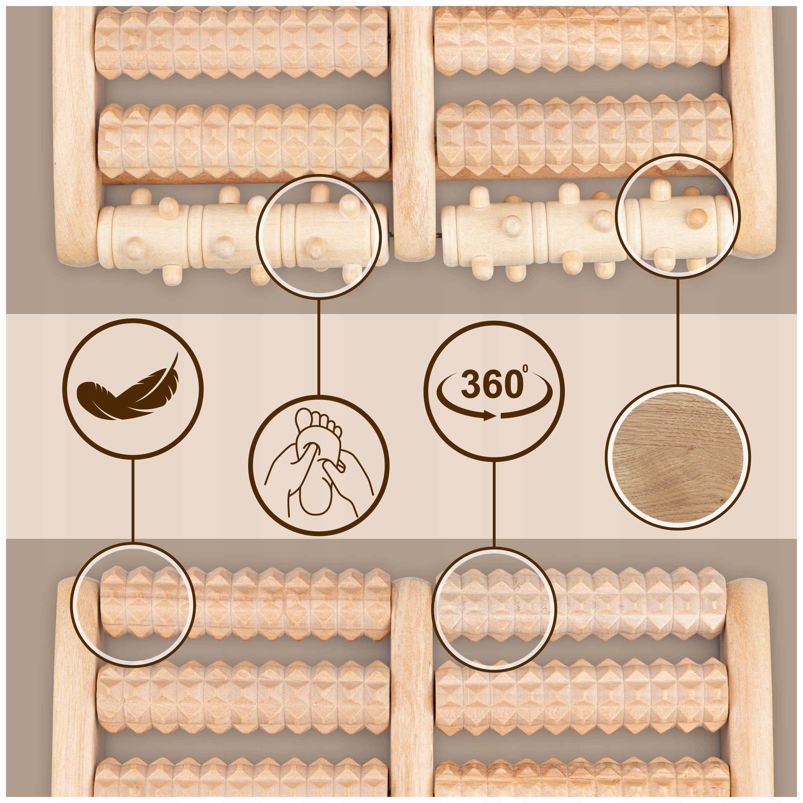 Double Wooden Foot Massager Roller for Massage 5 Massage Rollers EAN (GTIN) 5907546151096