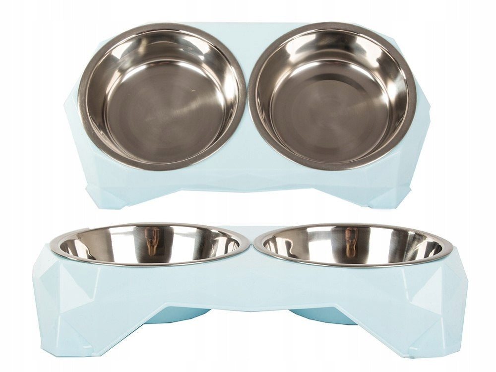 Double bowl dog cat practical metal essential durable 350ml x2