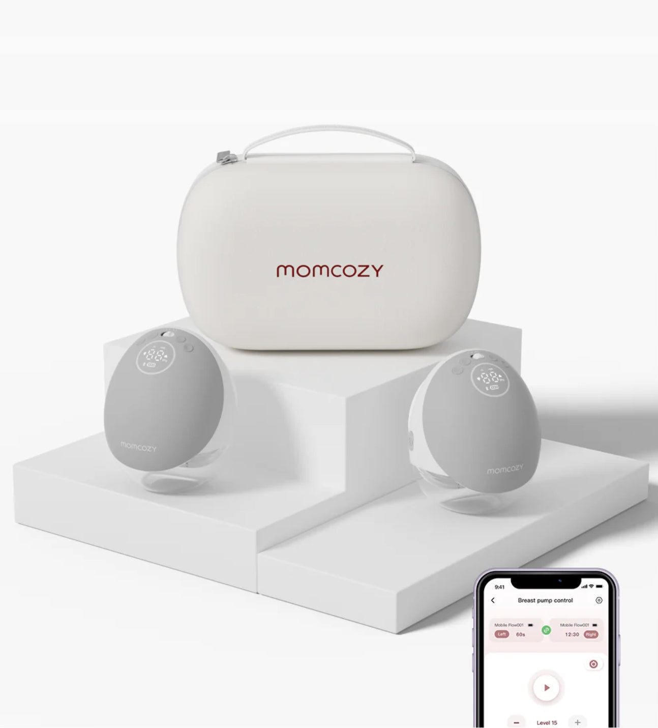 Double breast pump MOMCOZY M9 MOBILE FLOW hands-free Grey Packaging status original
