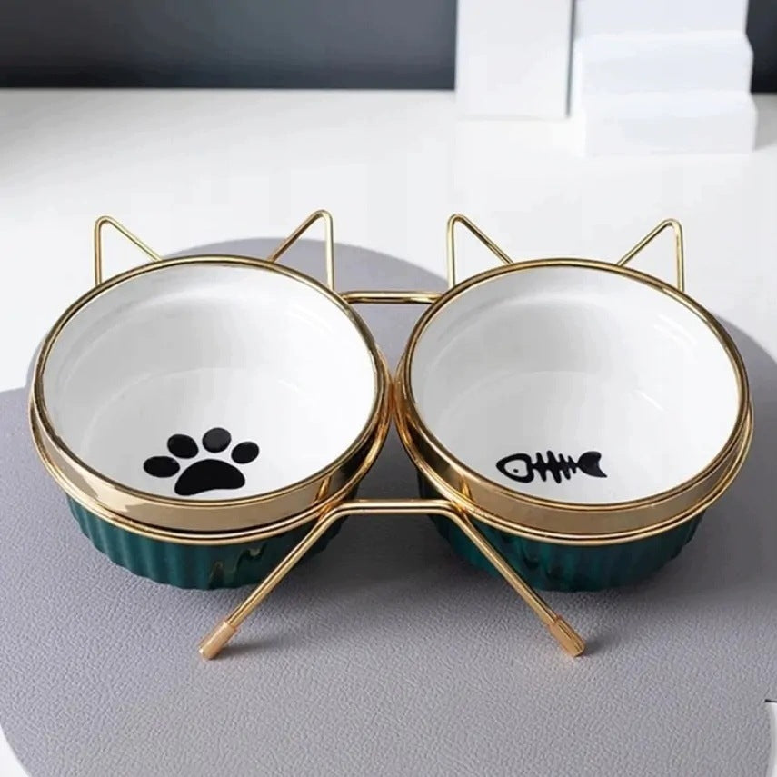 Double cat bowl on a stand 2x300 ml Packaging status original