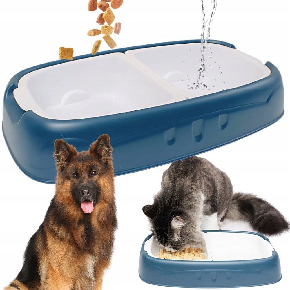 Double dog and cat bowl with removable inserts