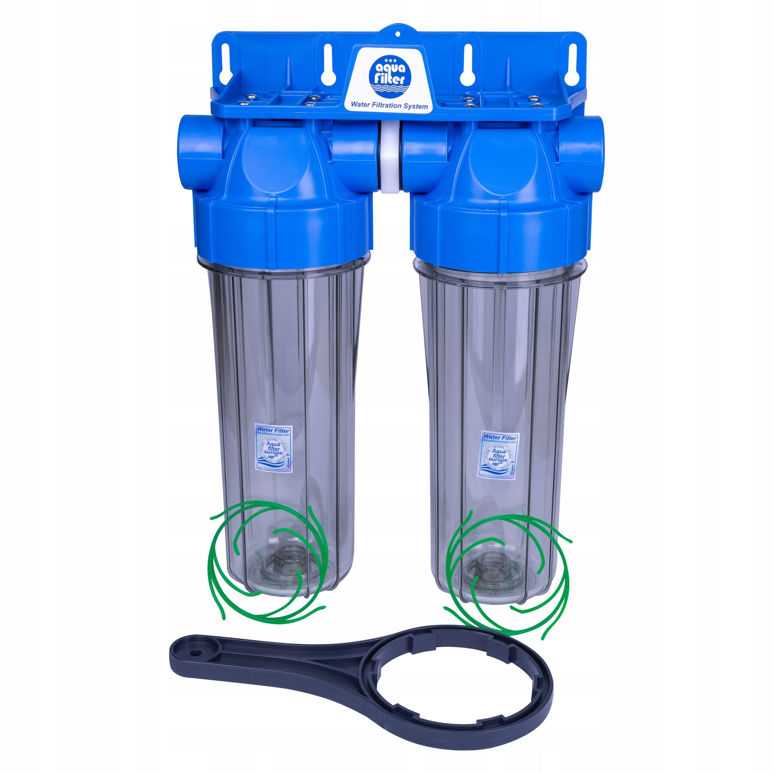 Double filter 2-piece 10” 3/4” thread set Aquafilter FHPRCL34-B-TWIN