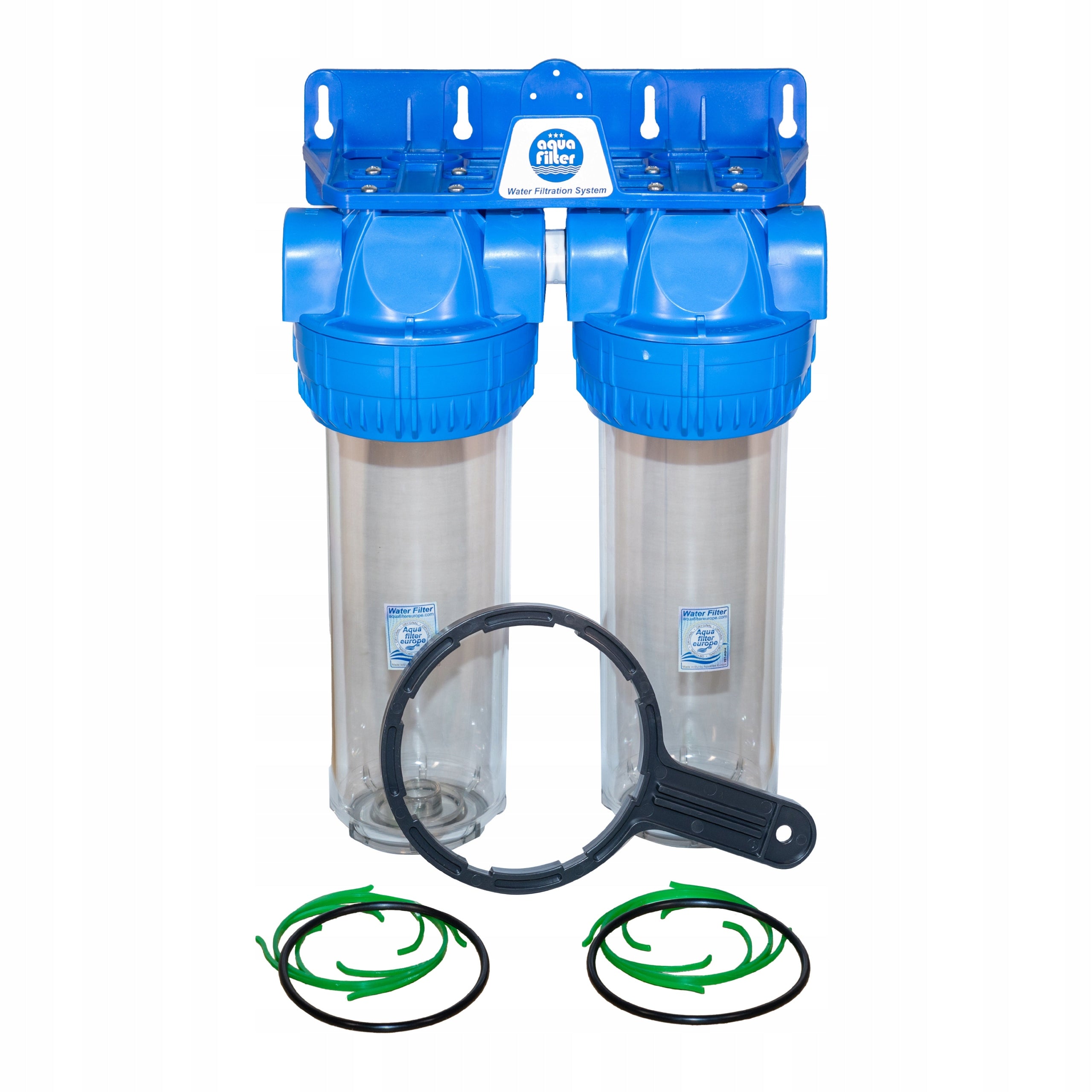 Double filter 3-piece 10” set 3/4” Aquafilter FHPRCL34-3B-TWIN