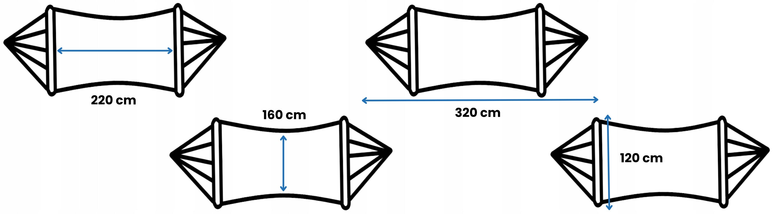 Double garden hammock ACADIA 220x160 colorful with crossbars POTENZA Kind hammock with rod