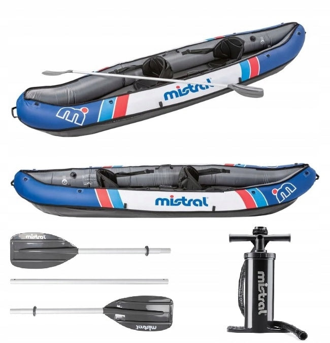 Double inflatable kayak pumped tourist + paddle pump MISTRAL