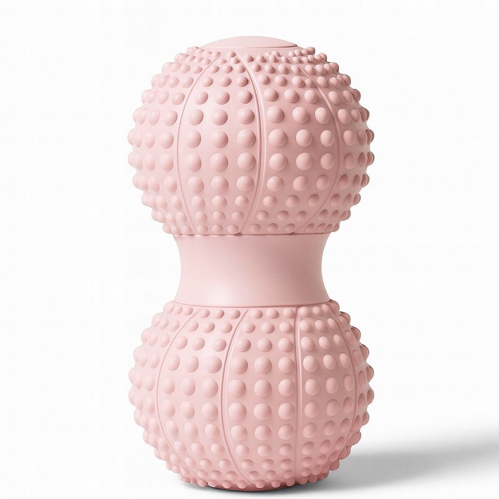 Double massage ball – roller 13 cm pink duoball