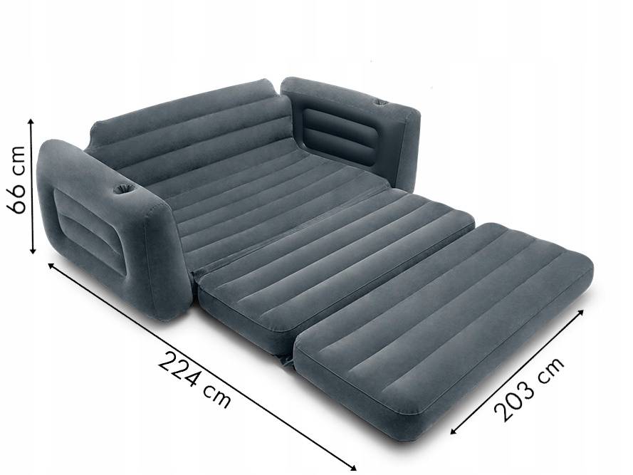 Double mattress Intex grey 224x203 cm 200 kg with repair kit Manufacturer code 66552