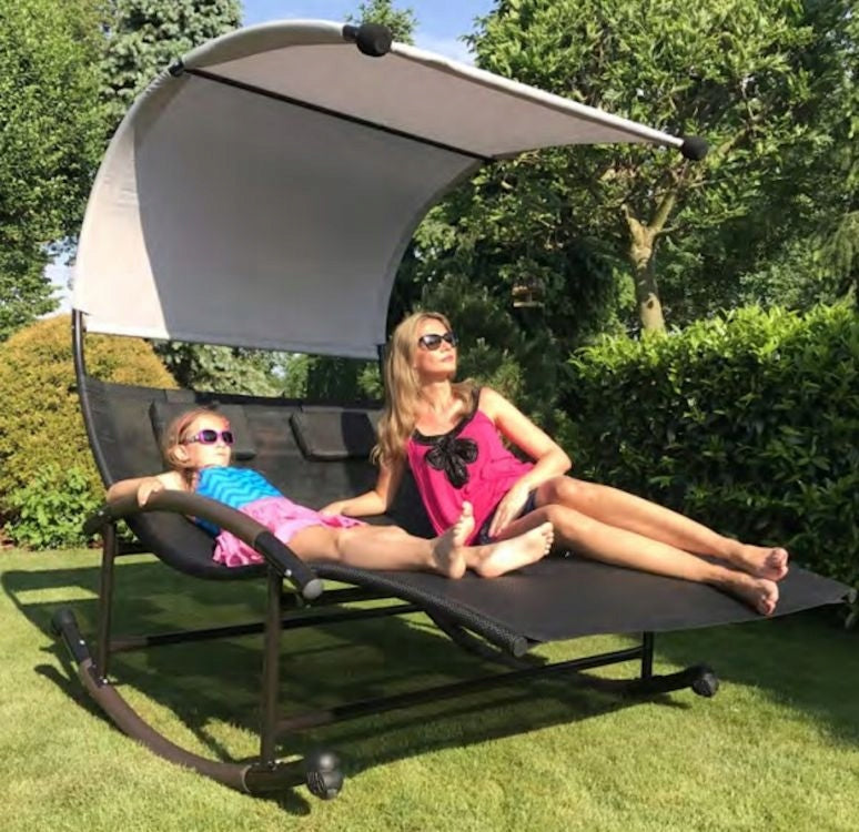 Double rocker lounger with visor + pillows Kind sunbed