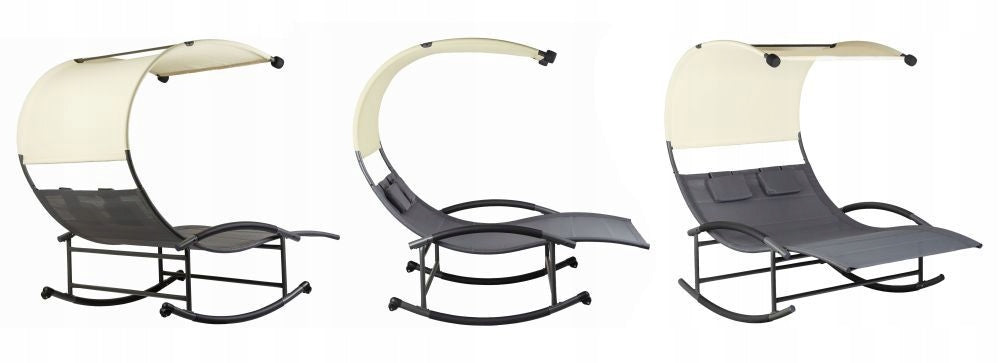 Double rocker lounger with visor + pillows Model Leżak ogrodowy