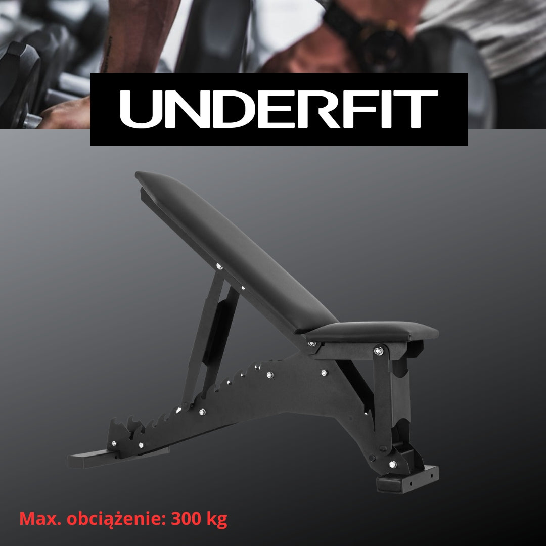 Double-sided adjustable weight bench UNDERFIT black Maximum user weight 300 kg