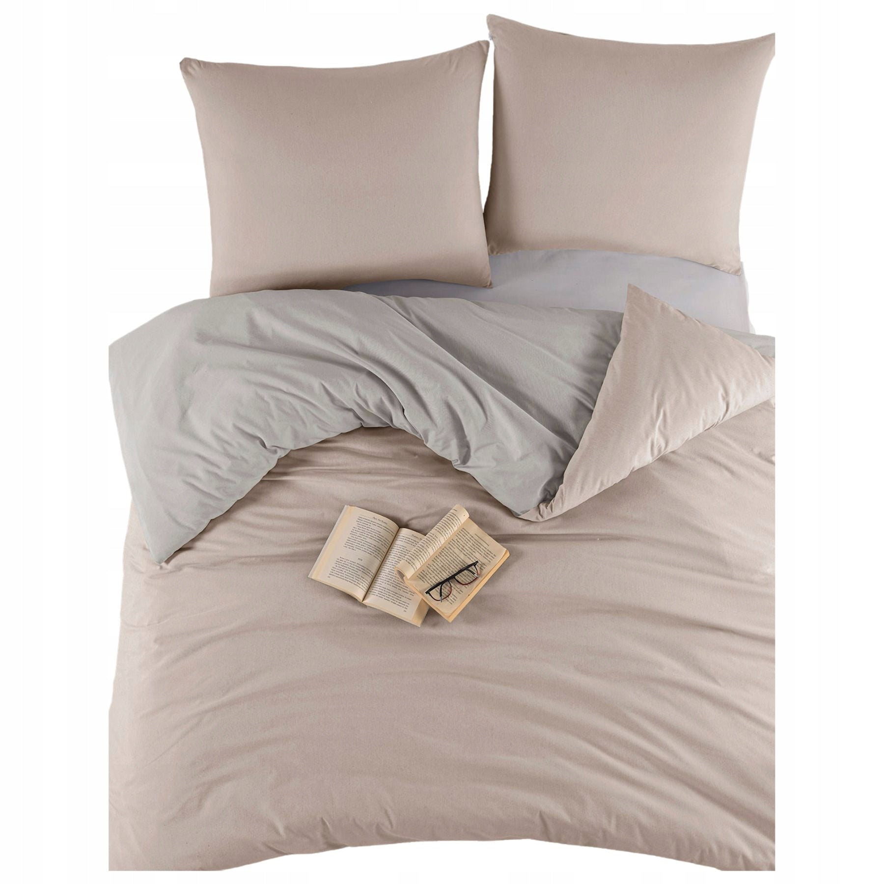 Double-sided bedding set 200x220 pillowcases 70x80 cotton MATRISS beige cream