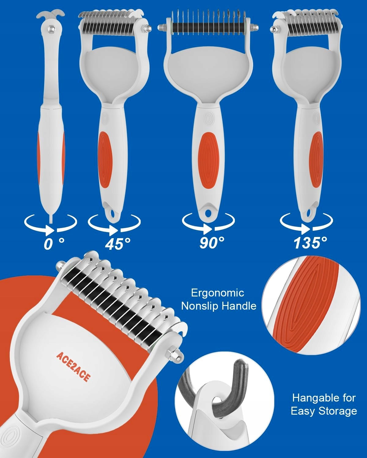 Double-sided comb for dog and cat ACE2ACE for removing tangles Manufacturer code 0634401678515