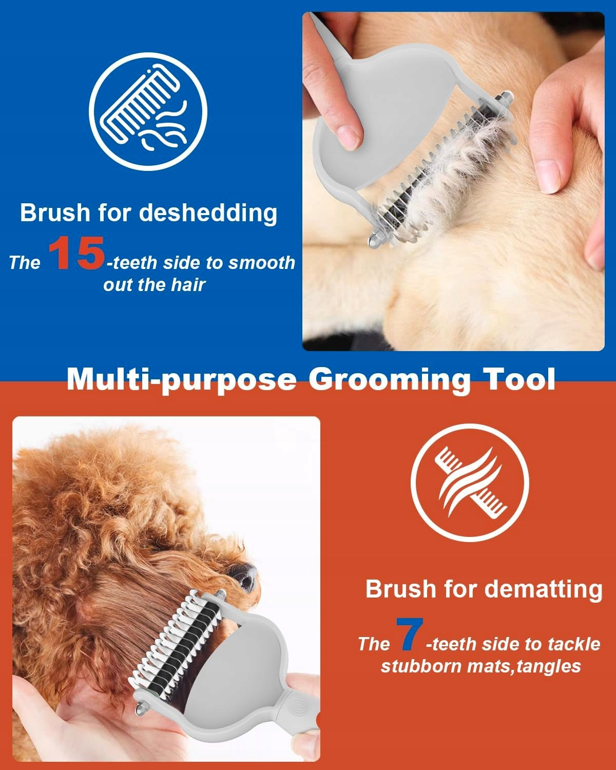 Double-sided comb for dog and cat ACE2ACE for removing tangles Packaging status original