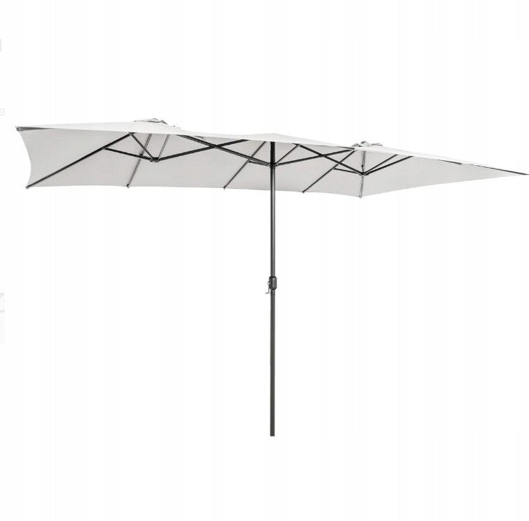 Double-sided garden umbrella with ventilated roof 426 x 265 x 260 cm beige