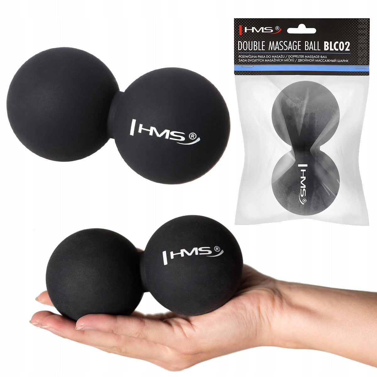 Double silicone ball for massage BLC02 HMS Lacrosse black