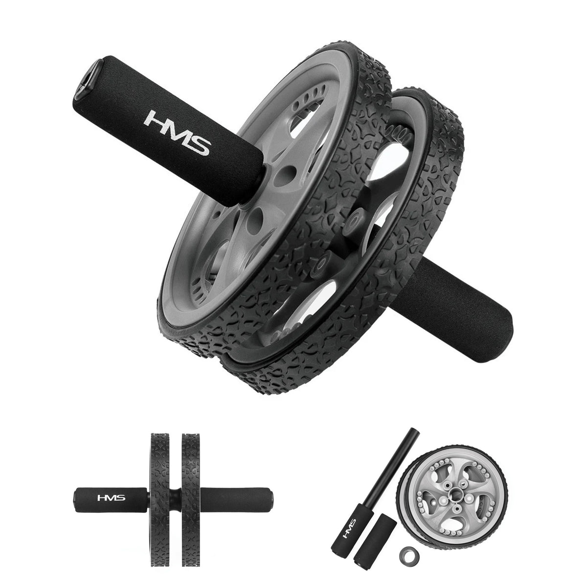 Double wheel for abdominal muscle exercises circle ab wheel roller rubber HMS